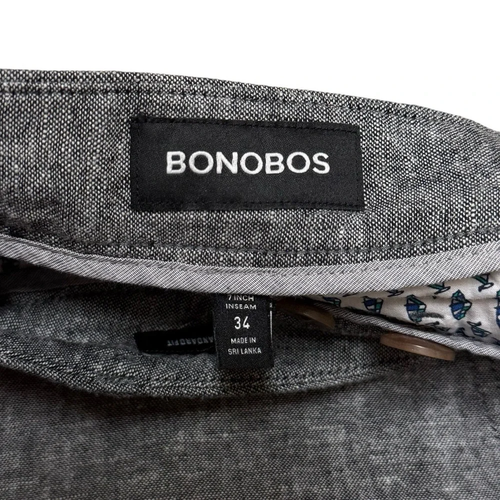 Bonobos Shorts Men's 34 CharcoalGray Linen Cotton Standard Fit Preppy Old Money